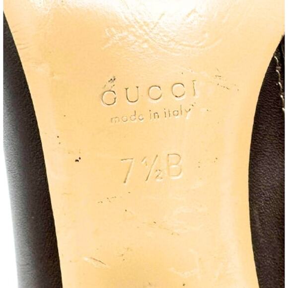 Gucci GG Logo Interlocking Monogram Brown Leather High Heels Ankle Boots US 7.5 - Picture 11 of 12